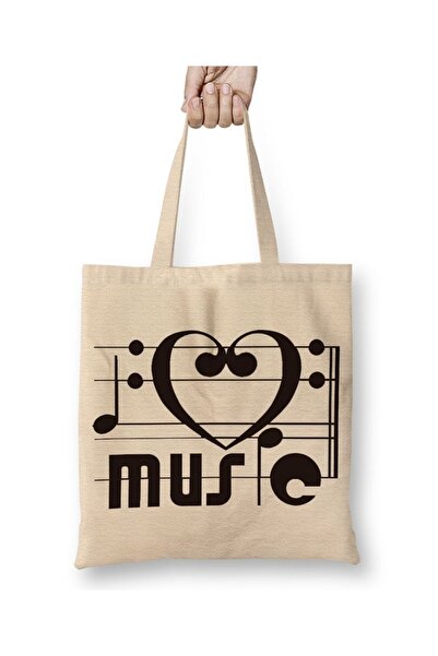 Baskı Dükkanı Volim muziku Volim muziku Tkanina Torba Duga Sa ručkom