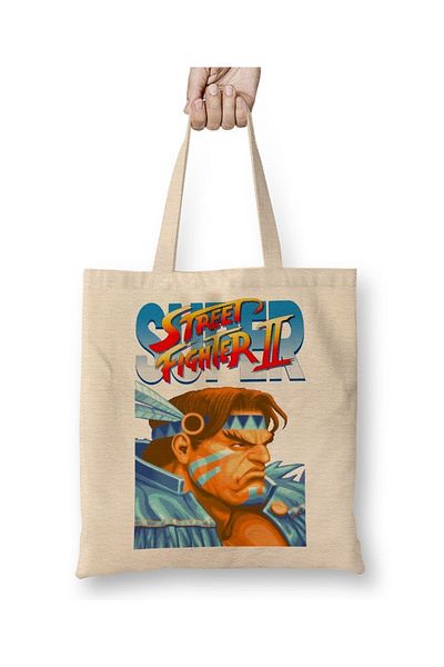 Baskı Dükkanı Street fighter 2 thunder hawk 01 υφασμάτινη τσάντα μακριά λαβή