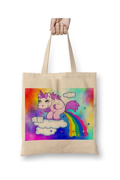 Baskı Dükkanı Unicorn 02 - Υφασμάτινη τσάντα με μακριά λαβή