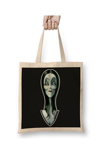 Baskı Dükkanı Geantă din pânză Morticia The Ultimate Goth Wife cu mâner lung