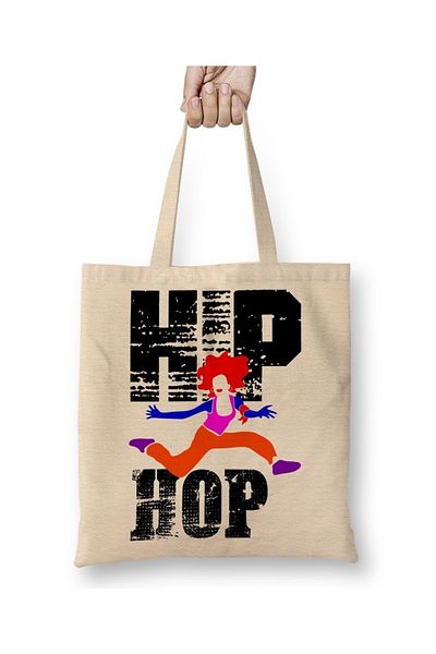 Baskı Dükkanı Υφασμάτινη τσάντα Hip Hop Music με μακριά λαβή