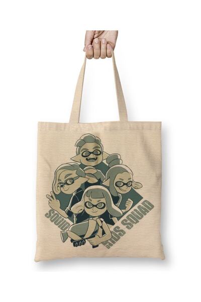 Baskı Dükkanı Splatoon Squid Kids Squad Cloth Torba Long Sa ručkom