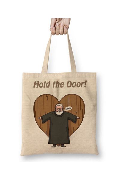 Baskı Dükkanı Hold My Door Hodor υφασμάτινη τσάντα με μακριά λαβή