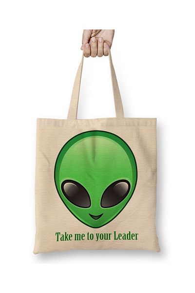 Baskı Dükkanı Πάρτε με στον ηγέτη σας Alien Alien υφασμάτινη τσάντα με μακριά λαβή