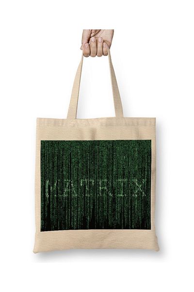 Baskı Dükkanı The Matrix Code Rain υφασμάτινη τσάντα με μακριά λαβή