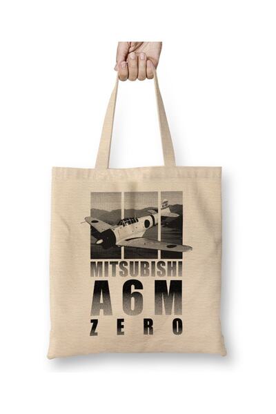 Baskı Dükkanı Mitsubishi A6m Zero Cloth Torba Dugačka Sa ručkom
