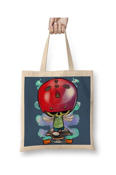 Baskı Dükkanı Skull Cute υφασμάτινη τσάντα με μακριά λαβή