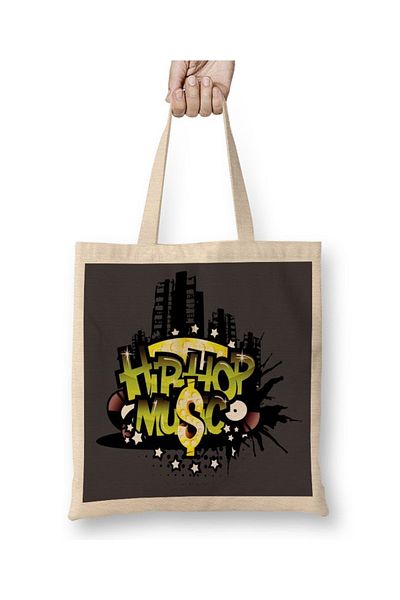Baskı Dükkanı Geantă din pânză Hip Hop Music 2 cu mâner lung