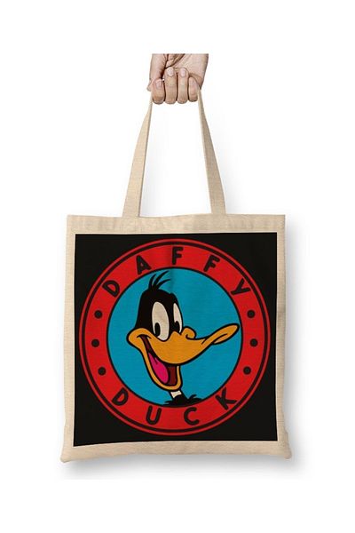 Baskı Dükkanı Geantă din pânză Daffy Duck cu mâner lung