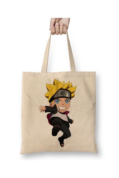 Baskı Dükkanı Geantă din pânză Chibi Boruto Uzumaki cu mâner lung