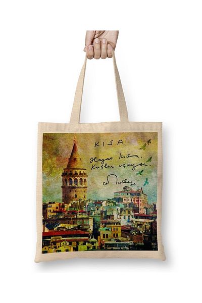 Baskı Dükkanı Life Is Short Birds Fly 3 υφασμάτινη τσάντα με μακριά λαβή