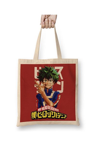 Baskı Dükkanı Υφασμάτινη τσάντα Midoriya Izuku Boku No Hero Academia με μακριά λαβή