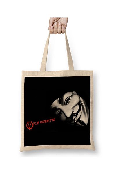 Baskı Dükkanı V For Vendetta V υφασμάτινη τσάντα με μακριά λαβή