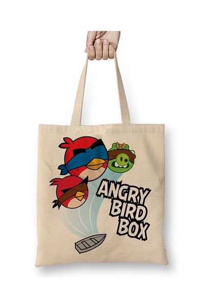 Baskı Dükkanı Υφασμάτινη τσάντα Angry Bird Box με μακριά λαβή