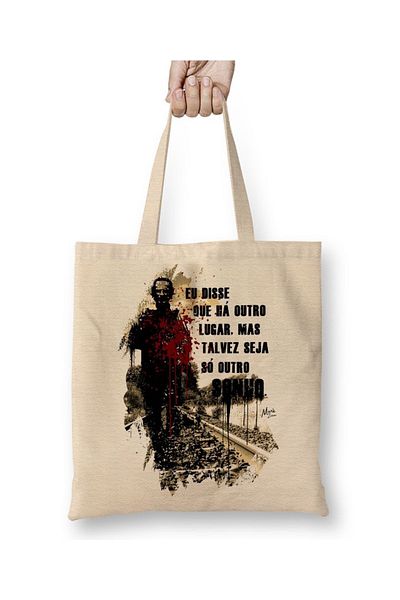 Baskı Dükkanı Ρικ Γκρίμς The Walking Dead υφασμάτινη τσάντα με μακριά λαβή