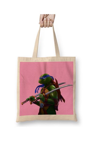 Baskı Dükkanı Υφασμάτινη τσάντα Teenage Mutant Ninja Turtes Leo με μακριά λαβή