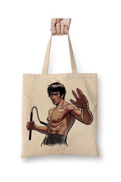 Baskı Dükkanı Υφασμάτινη τσάντα Bruce Lee με μακριά λαβή