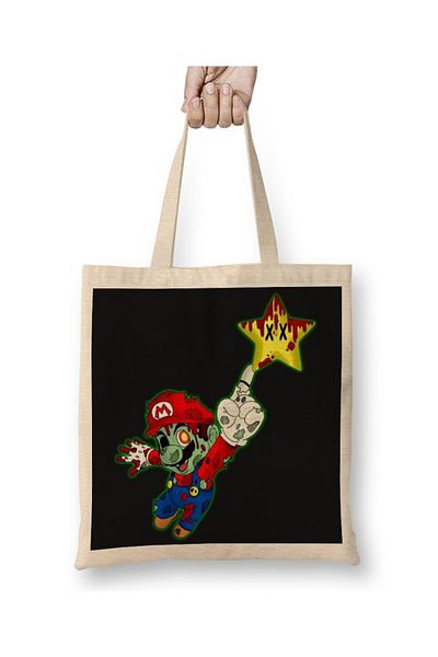 Baskı Dükkanı Υφασμάτινη τσάντα Zombie Mario Atari με μακριά λαβή
