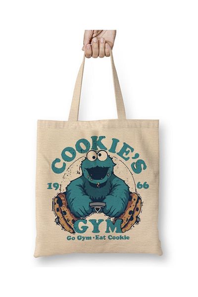 Baskı Dükkanı Cookie Monster Cookie Monster υφασμάτινη τσάντα με μακριά λαβή