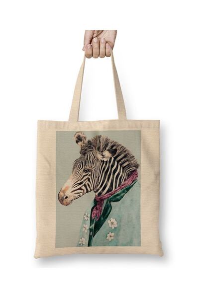 Baskı Dükkanı Zebra plava tkanina Torba duga Sa ručkom