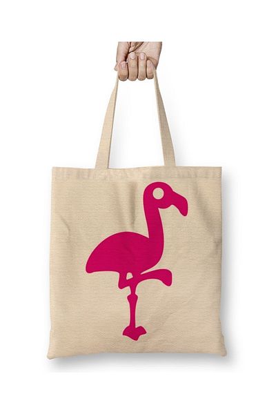 Baskı Dükkanı Geantă din pânză Pink Puppy Flamingo 2 cu mâner lung