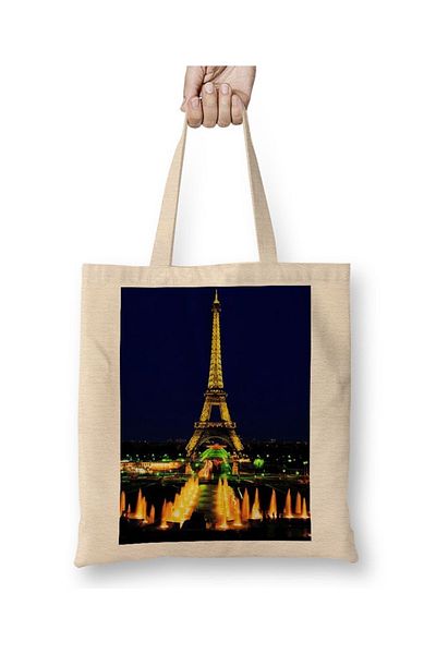 Baskı Dükkanı Geantă din pânză Turnul Eiffel cu mâner lung