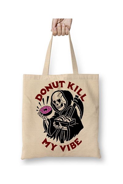 Baskı Dükkanı Donut Kill My Vibe υφασμάτινη τσάντα με μακριά λαβή