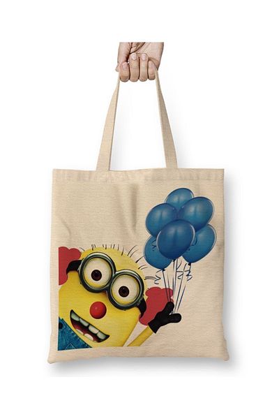 Baskı Dükkanı Υφασμάτινη τσάντα Minions Palhaço με μακριά λαβή