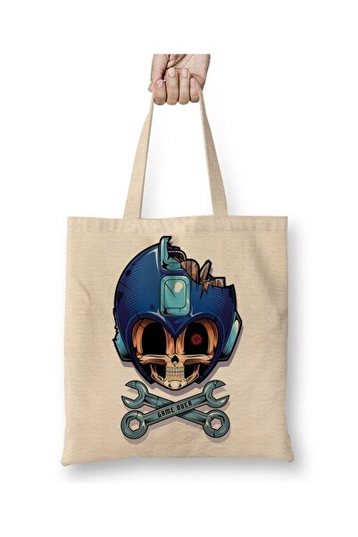 Baskı Dükkanı Megaman Game Over υφασμάτινη τσάντα με μακριά λαβή