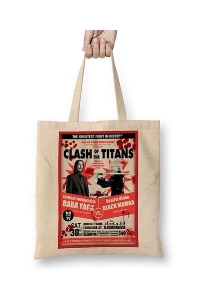 Baskı Dükkanı Fight Clash Of Titans υφασμάτινη τσάντα με μακριά λαβή