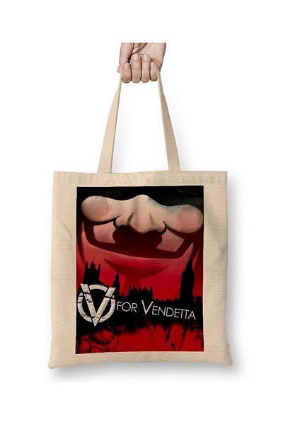 Baskı Dükkanı Υφασμάτινη τσάντα V For Vendetta Freedom Mask με μακριά λαβή