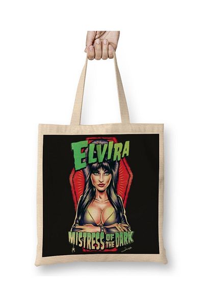 Baskı Dükkanı Elvira Mistress Of The Dark υφασμάτινη τσάντα με μακριά λαβή