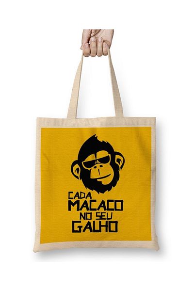 Baskı Dükkanı Υφασμάτινη τσάντα Cada Macaco No Seu Galho με μακριά λαβή