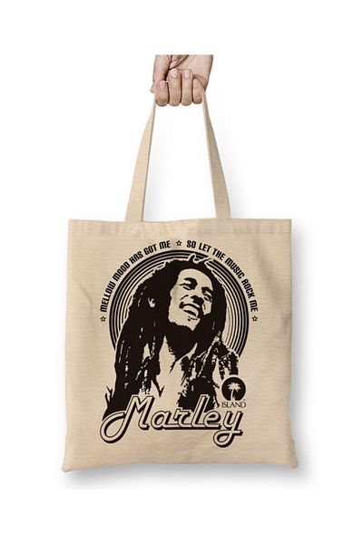 Baskı Dükkanı Υφασμάτινη τσάντα Bob Marley με μακριά λαβή
