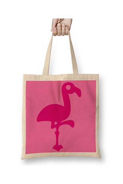 Baskı Dükkanı Geantă din pânză Pink Puppy Flamingo cu mâner lung