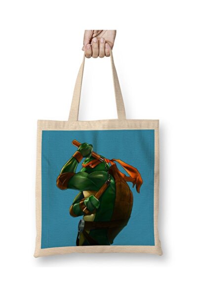 Baskı Dükkanı Teenage Mutant Ninja Turtles Mikey Cloth Torba Long Sa ručkom