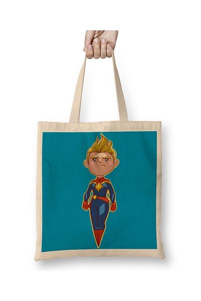 Baskı Dükkanı Υφασμάτινη τσάντα Captain Marvel με μακριά λαβή