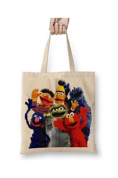 Baskı Dükkanı Υφασμάτινη τσάντα Sesame Street Heroes με μακριά λαβή