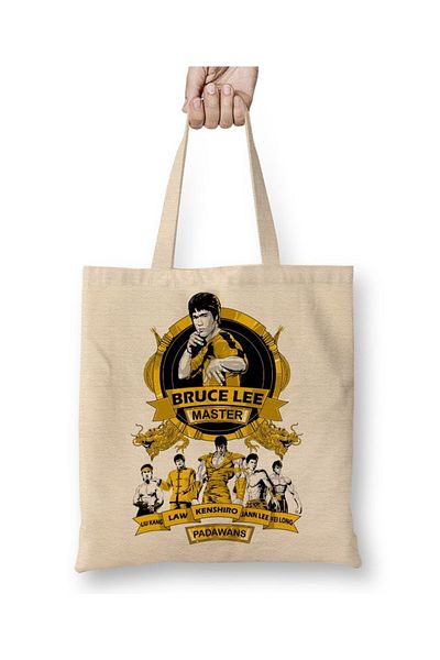 Baskı Dükkanı Υφασμάτινη τσάντα Bruce Lee E Padawans με μακριά λαβή