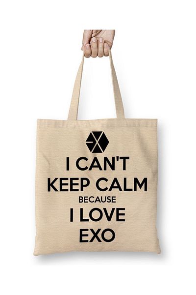 Baskı Dükkanı Exo I Cant Keep Calm υφασμάτινη τσάντα με μακριά λαβή