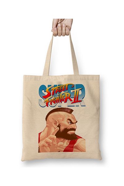 Baskı Dükkanı Street Fighter 2 Vega υφασμάτινη τσάντα με μακριά λαβή