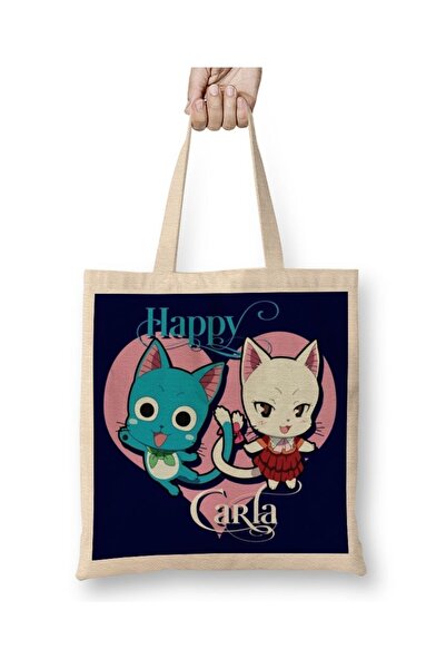 Baskı Dükkanı Fairy Tail Natsu Dragneel Happy Anime Manga majica Torba dugih ...