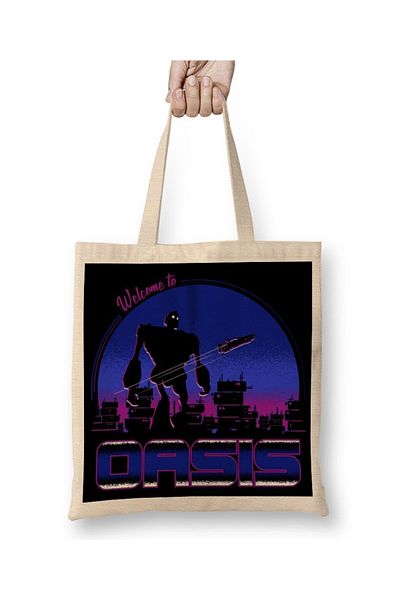 Baskı Dükkanı Bine ați venit la geanta din pânză Oasis cu mâner lung
