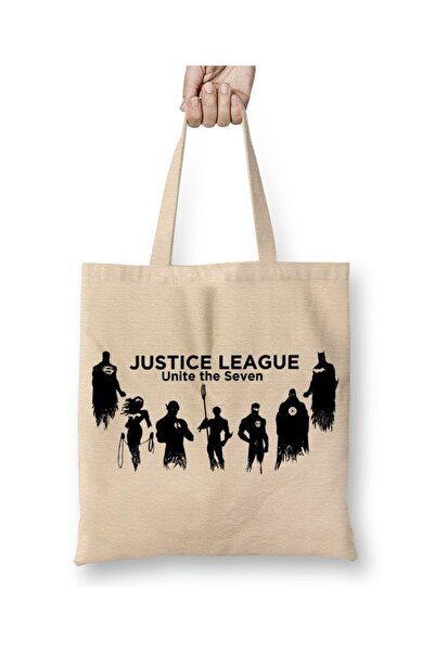 Baskı Dükkanı Τσάντα υφασμάτινη Σούπερμαν Τζαστις Λιγκ με μακριά λαβή