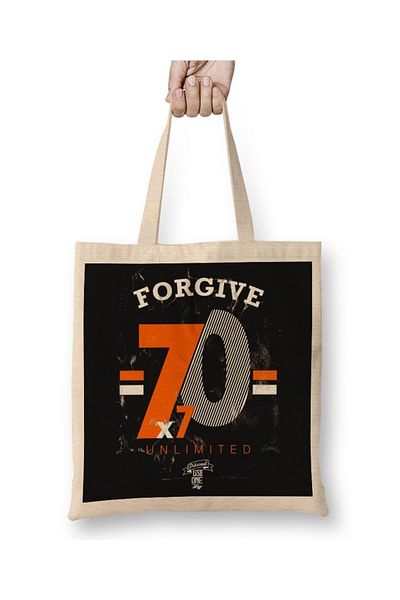 Baskı Dükkanı Geantă din pânză Forgive 2 cu mâner lung
