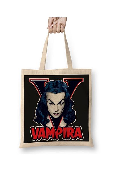 Baskı Dükkanı Geantă din pânză Vampira Vampir cu mâner lung