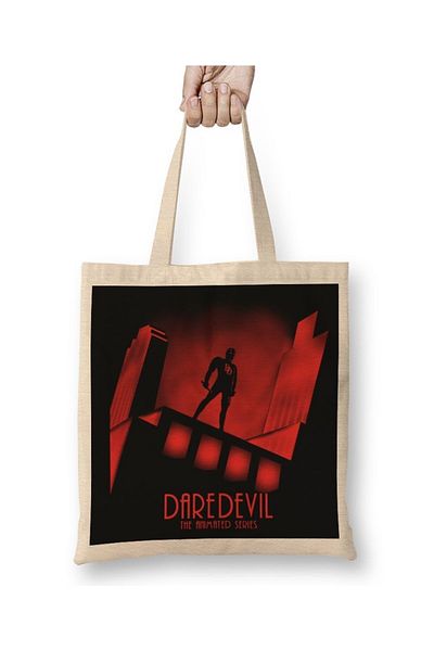 Baskı Dükkanı Superheros Daredevil The Animated υφασμάτινη τσάντα με μακριά λαβή