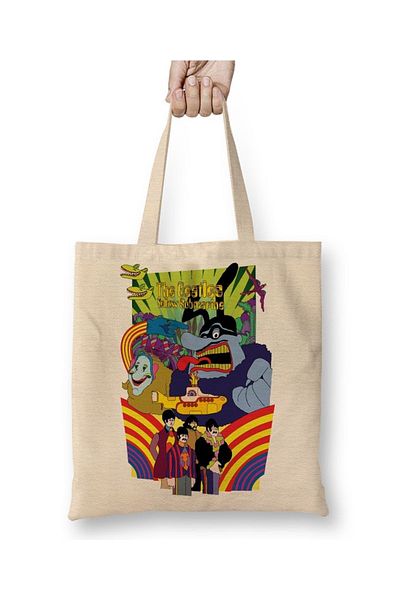 Baskı Dükkanı Beatles Yellow Submarine υφασμάτινη τσάντα με μακριά λαβή