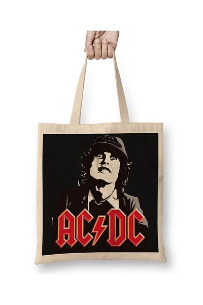 Baskı Dükkanı Geantă din pânză Ac Dc Angus Young cu mâner lung