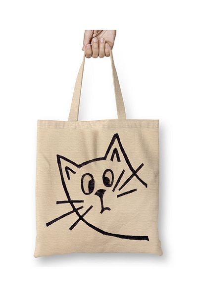 Baskı Dükkanı Geantă din pânză Surprise Cat Cats cu mâner lung